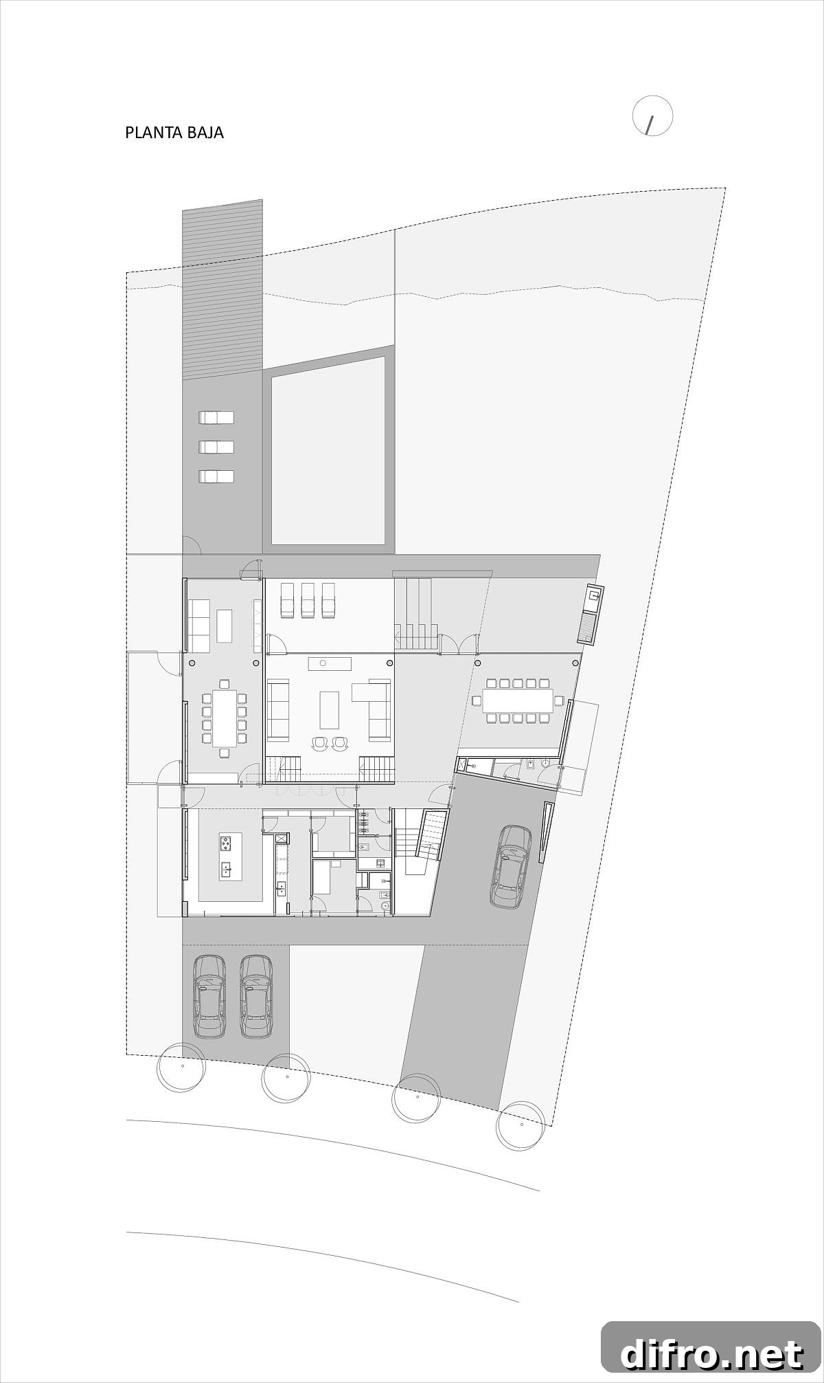 Ground floor design plan of Castores House by Dieguez Fridman