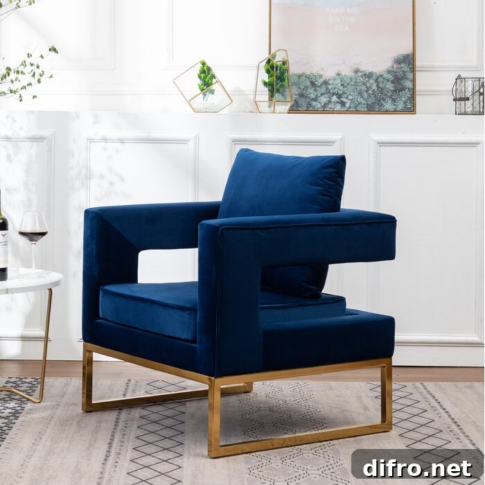 Chair with square cut armrest and gold-plated legs