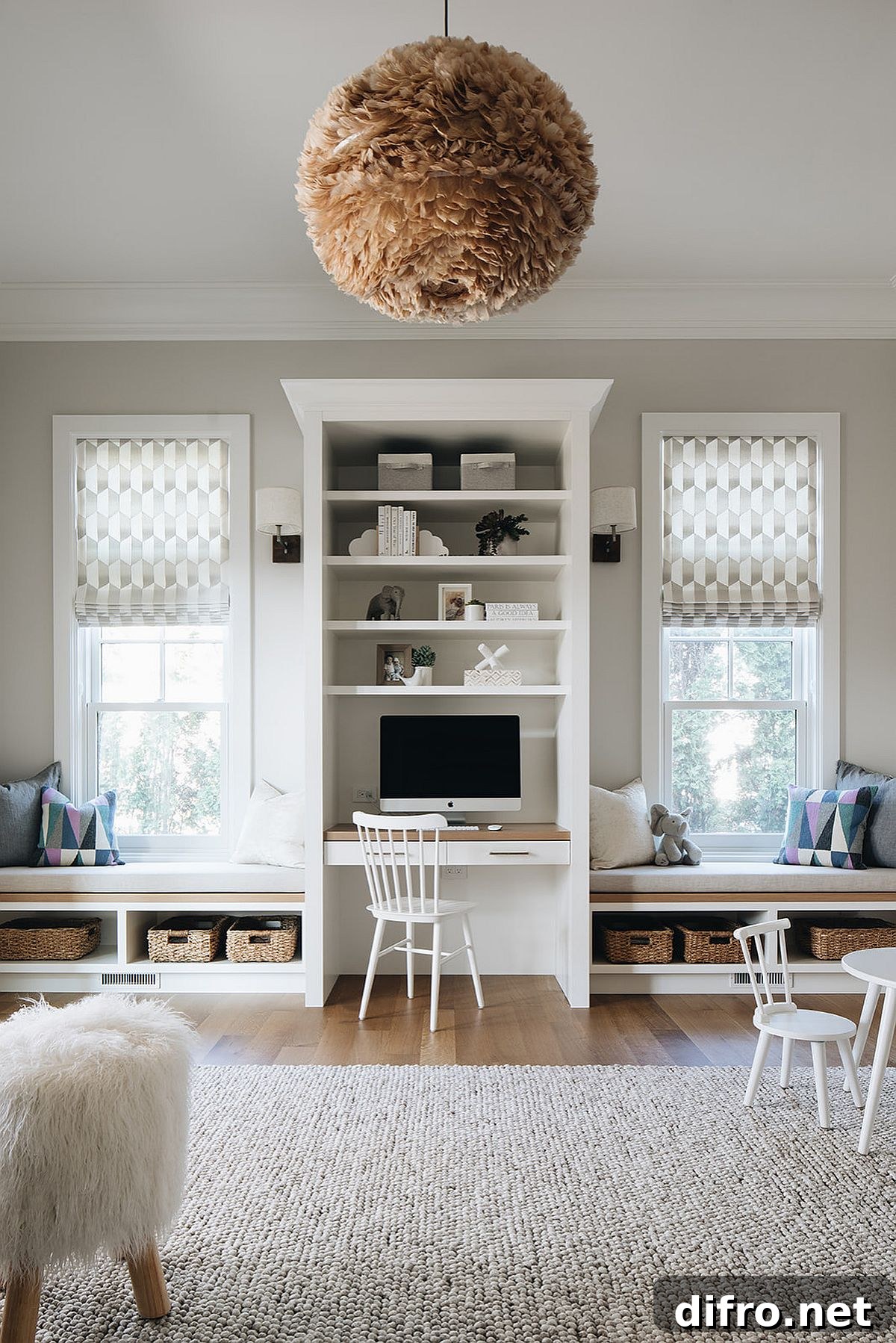 Contemporary homework zone in a tween room