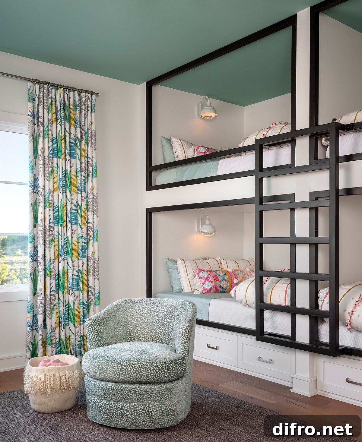 Wall of bunk beds to add sleeping space
