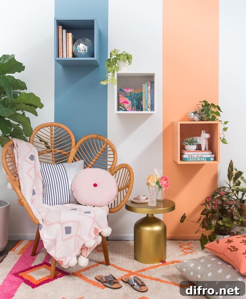 colorful paint stripes on the wall