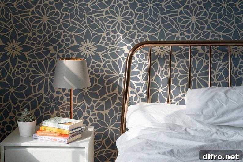 Stenciled accent wall