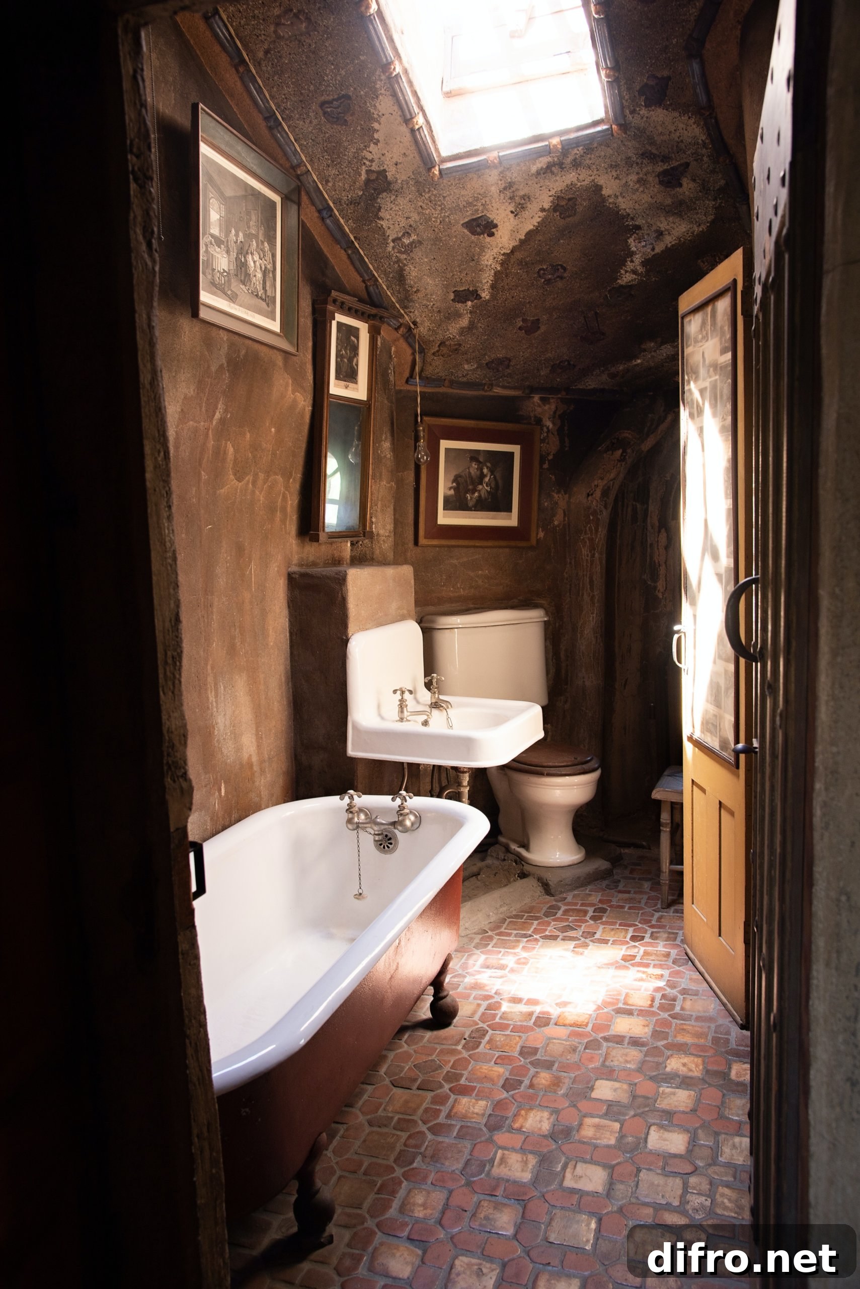 Old bathroom with sunroof ceiling