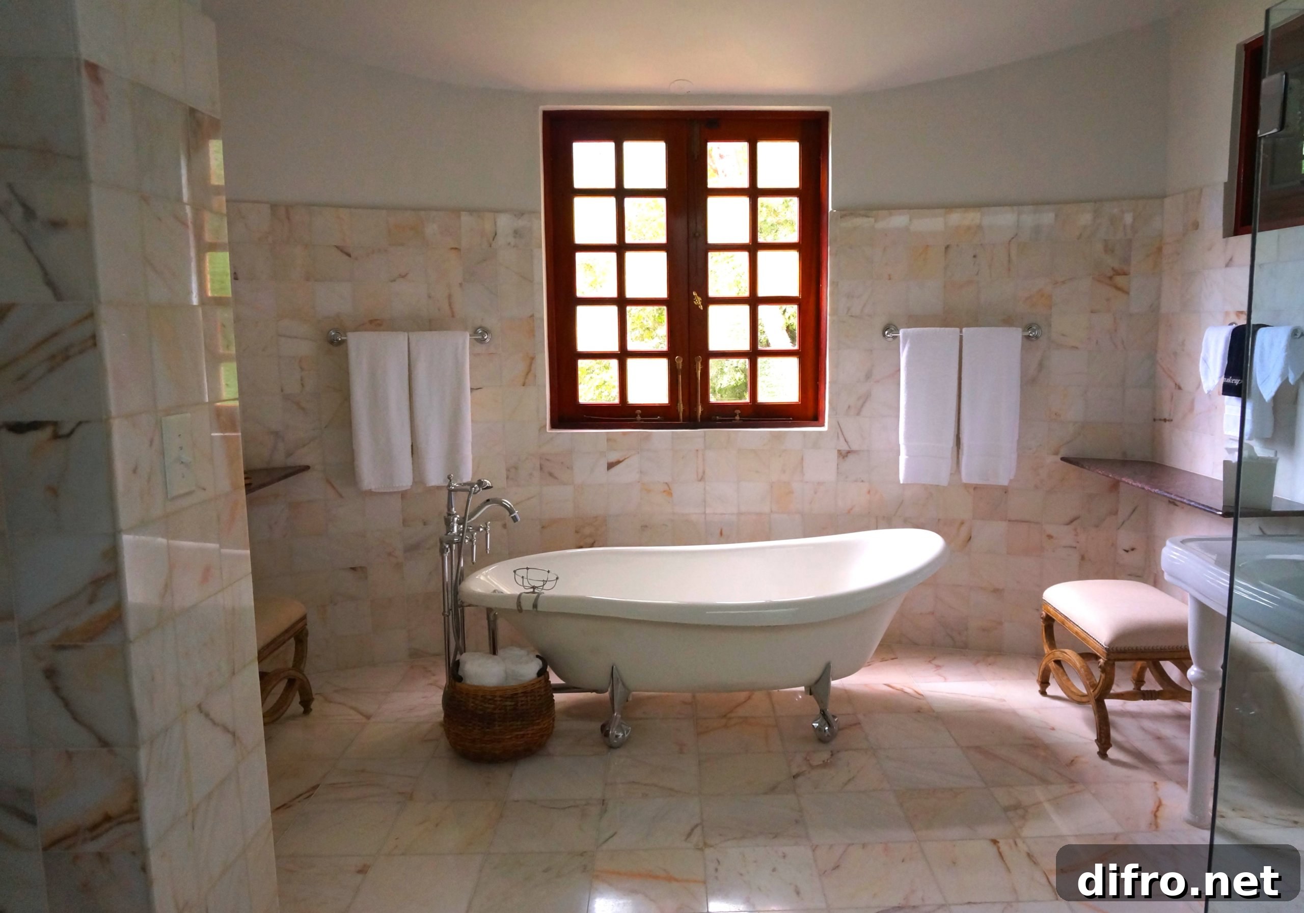 White bathtub in front of closed window