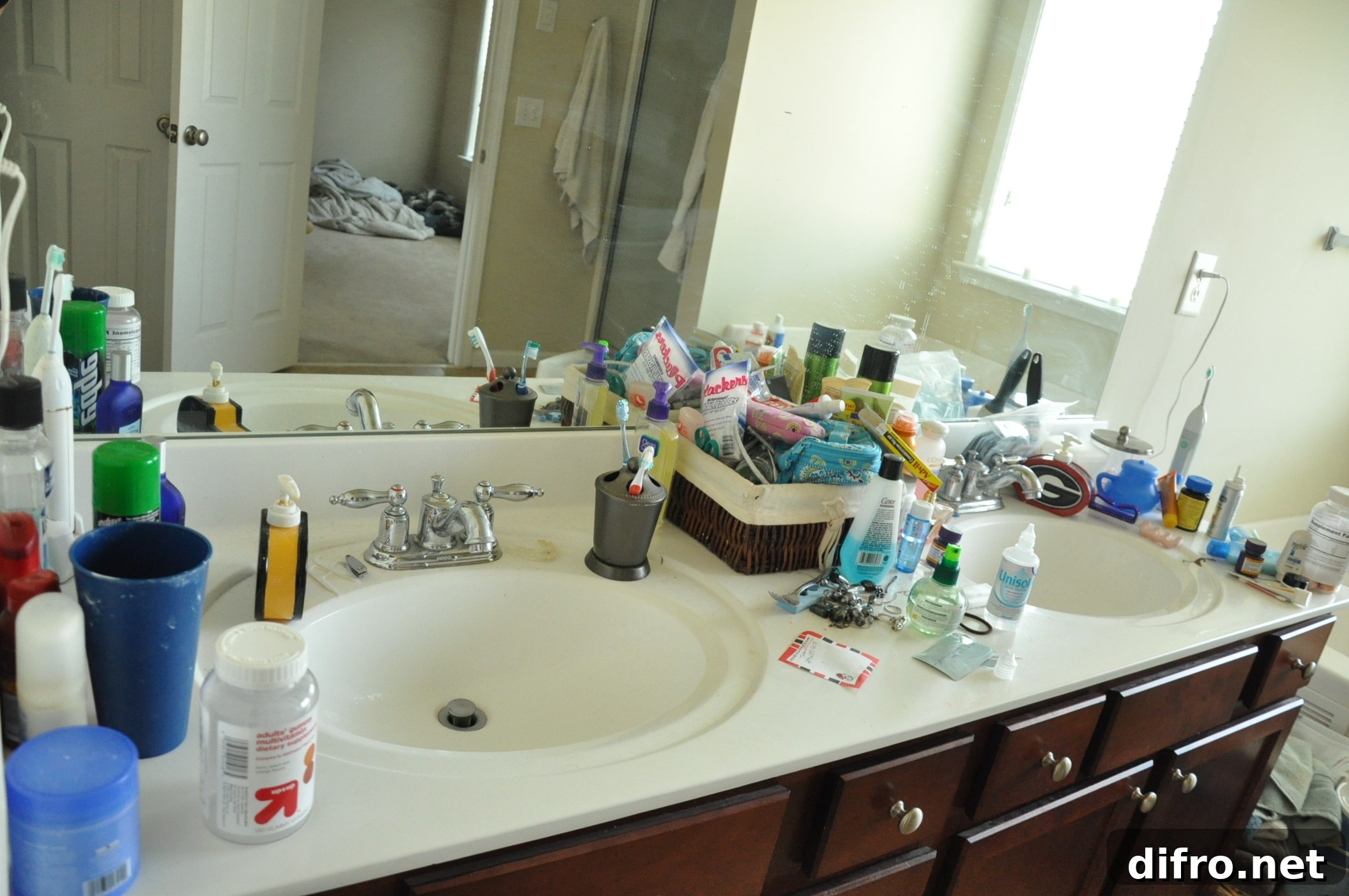 Littered bathroom sink
