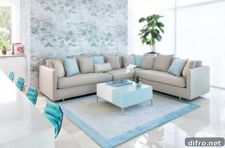 Beach house turquoise accent wall