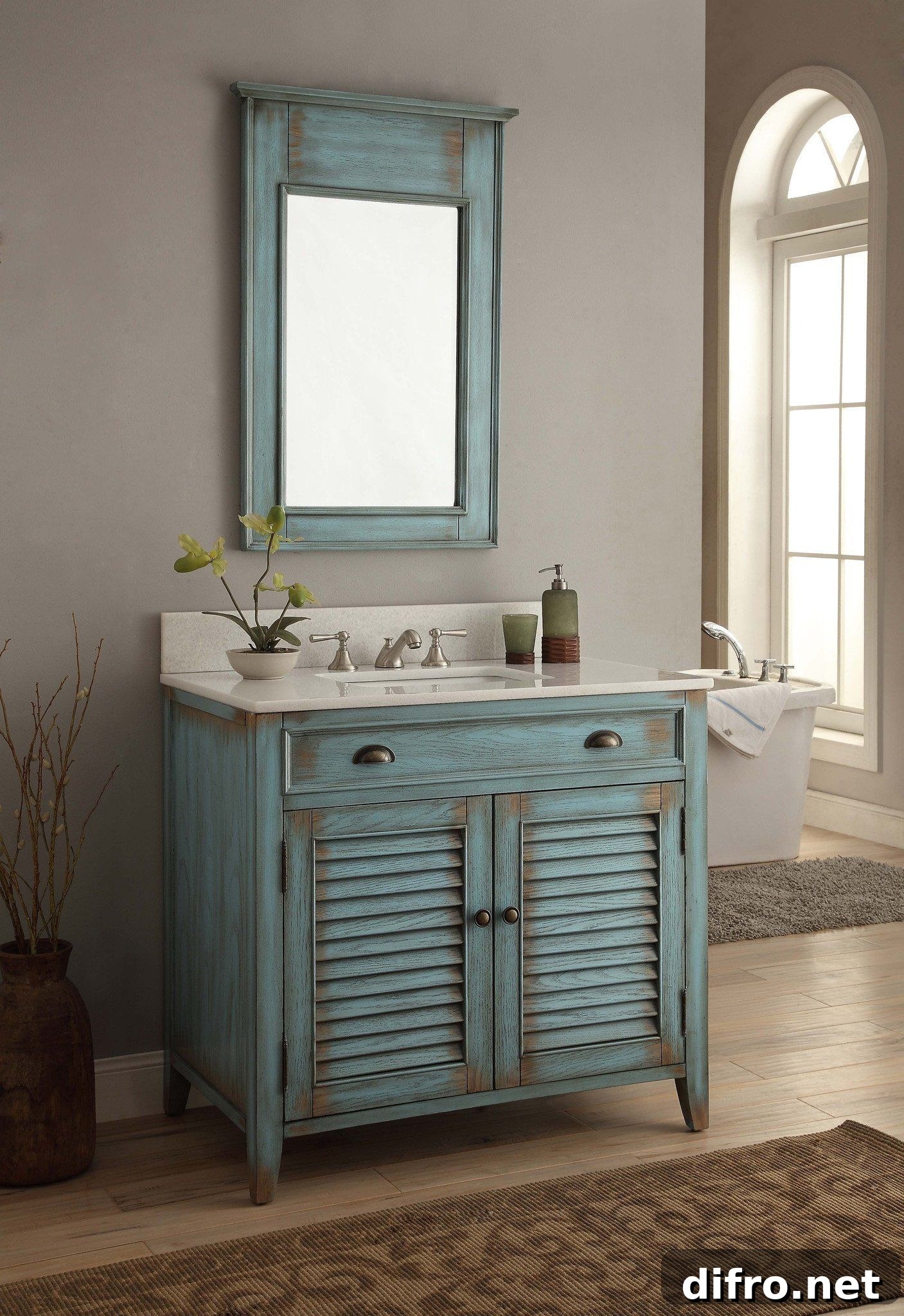 Rustic Bathoom Storage Unit and Mirror
