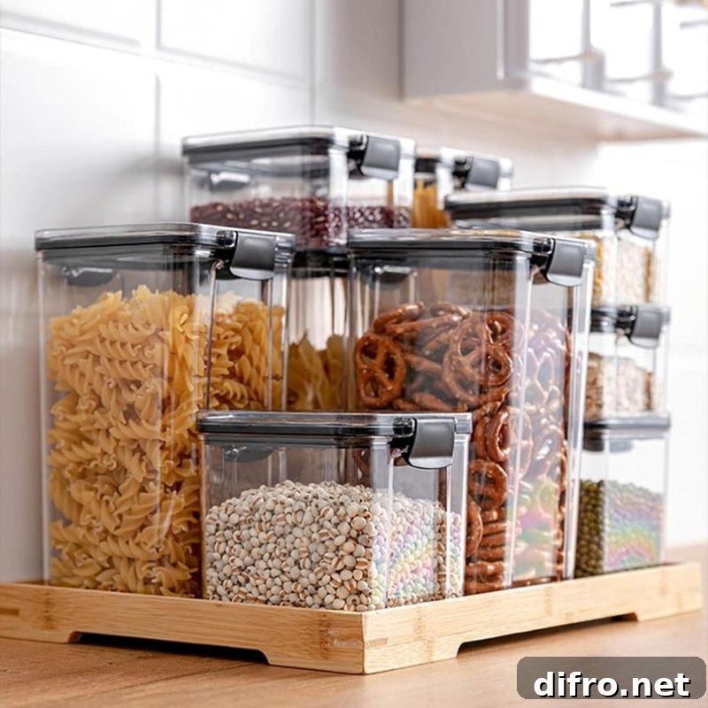 Dry food in clear canisters