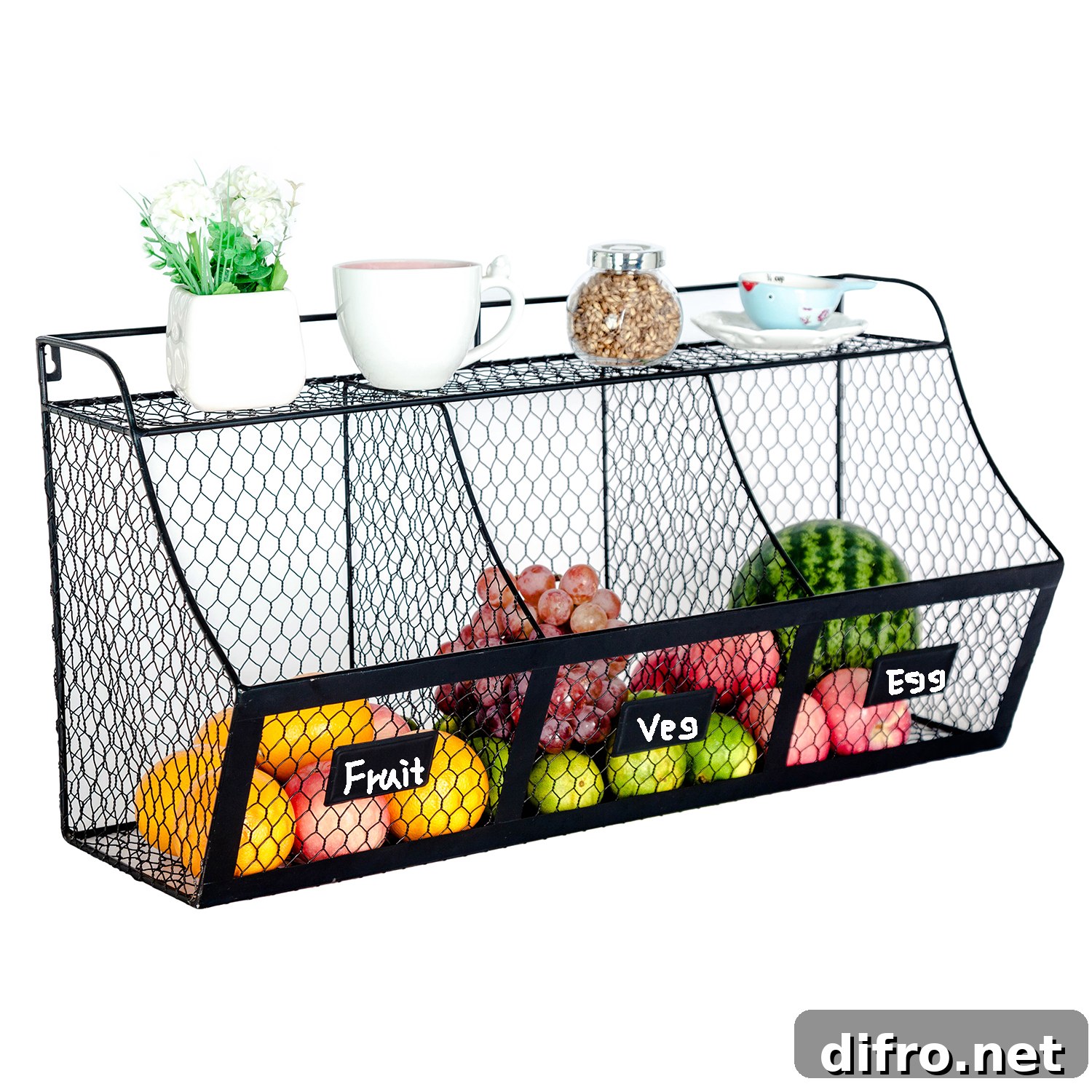 Fresh produce in divided bin