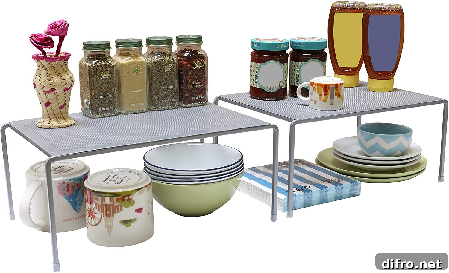 Stackable kitchen organizer with random things