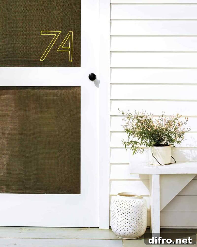 outline house number on screen door