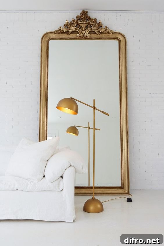 Vintage Ornate Brass Mirror