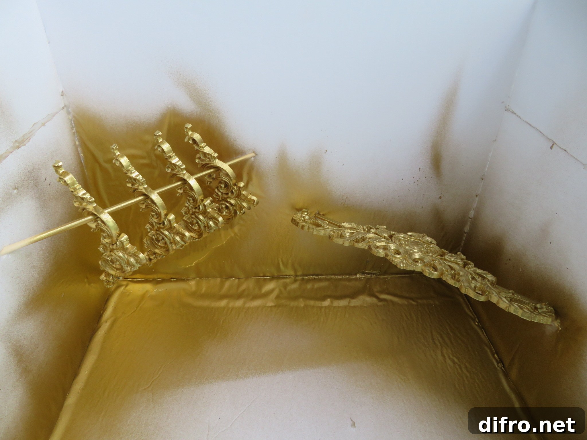 DIY gold spray paint wooden decals