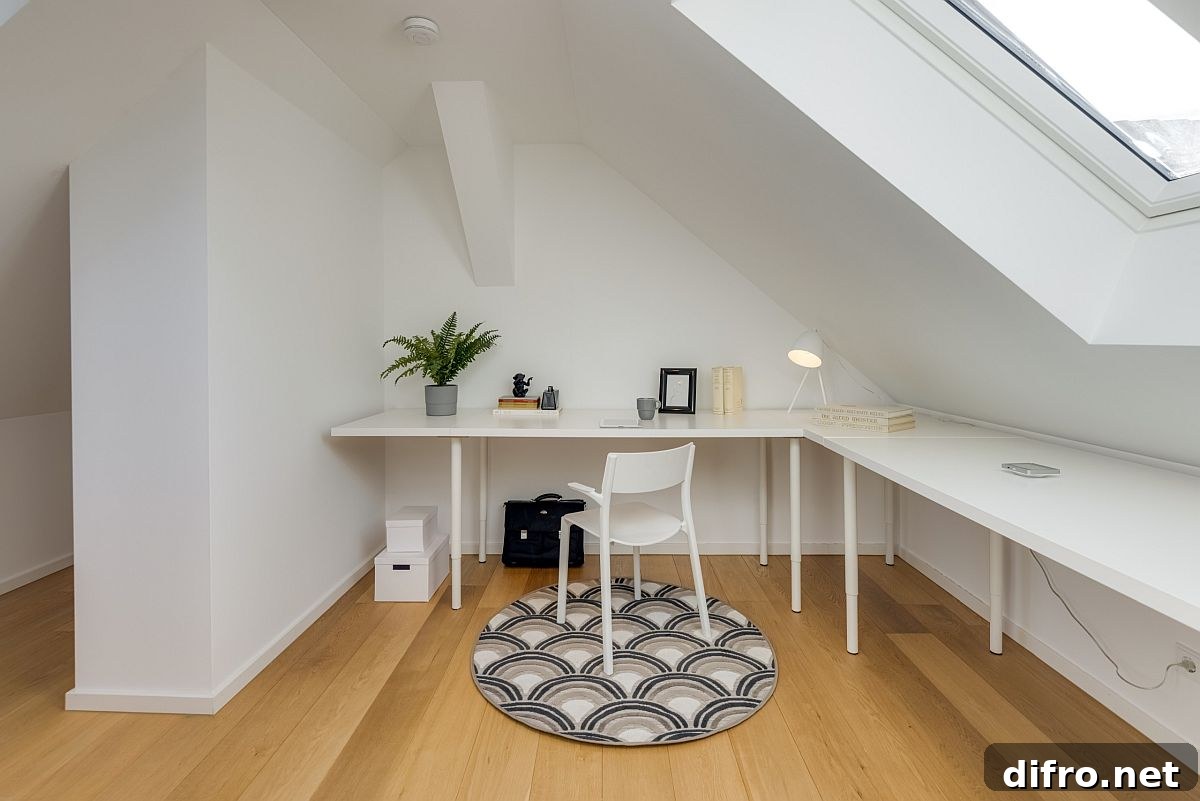 Modern space-savvy home office in white