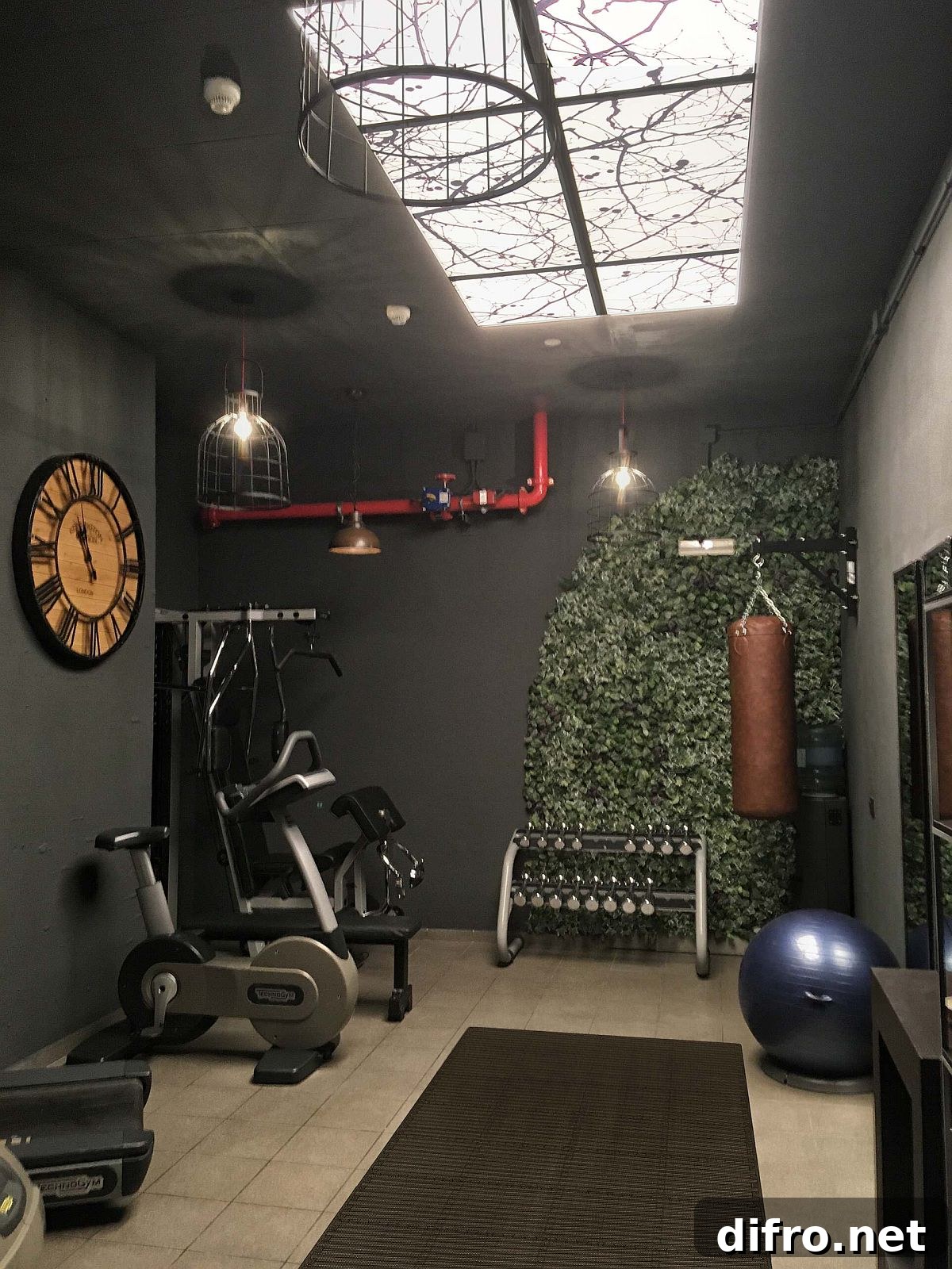Home gym with greenery and natural light