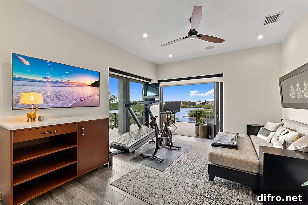 Home gym with views