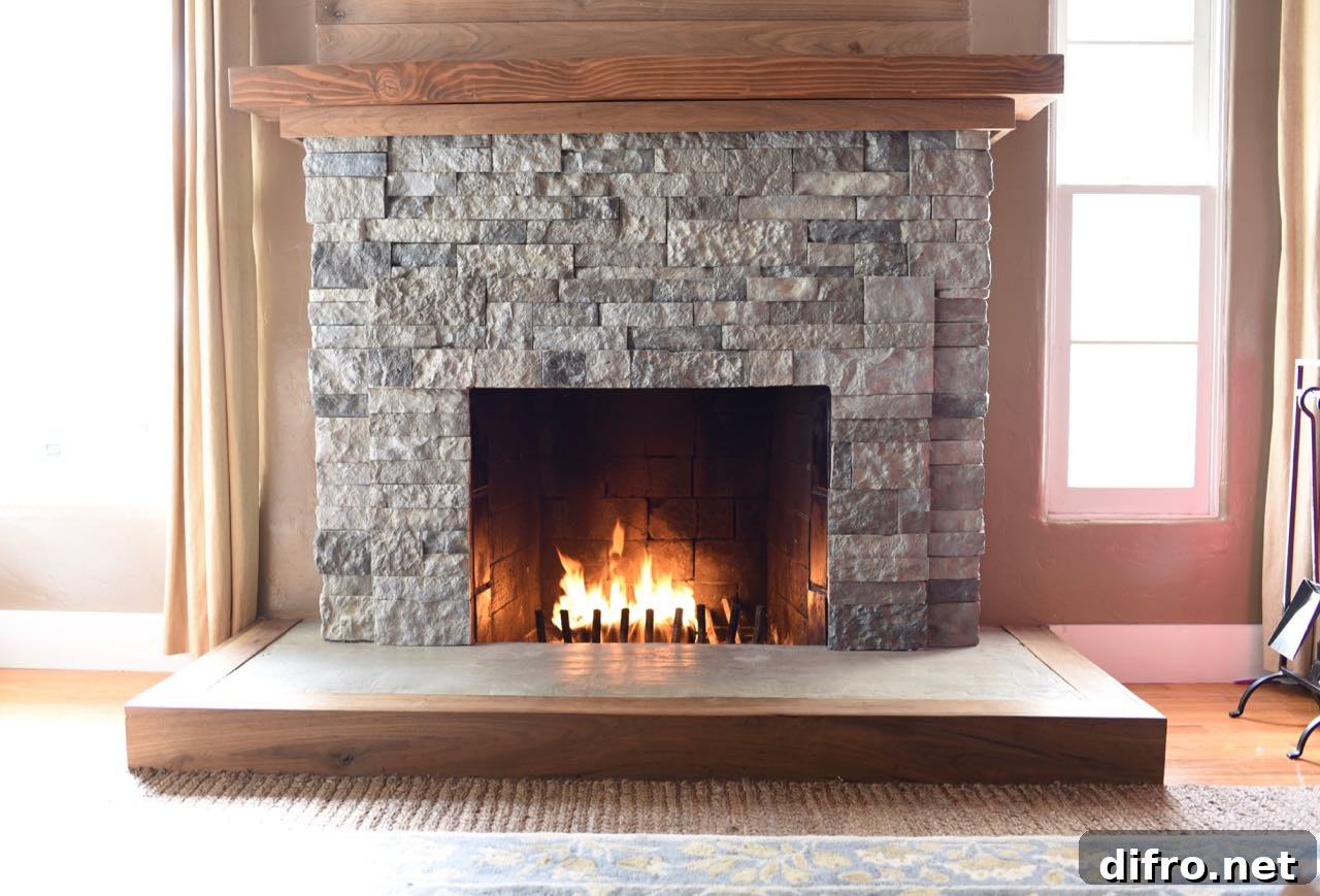 Stone Brick Fireplace