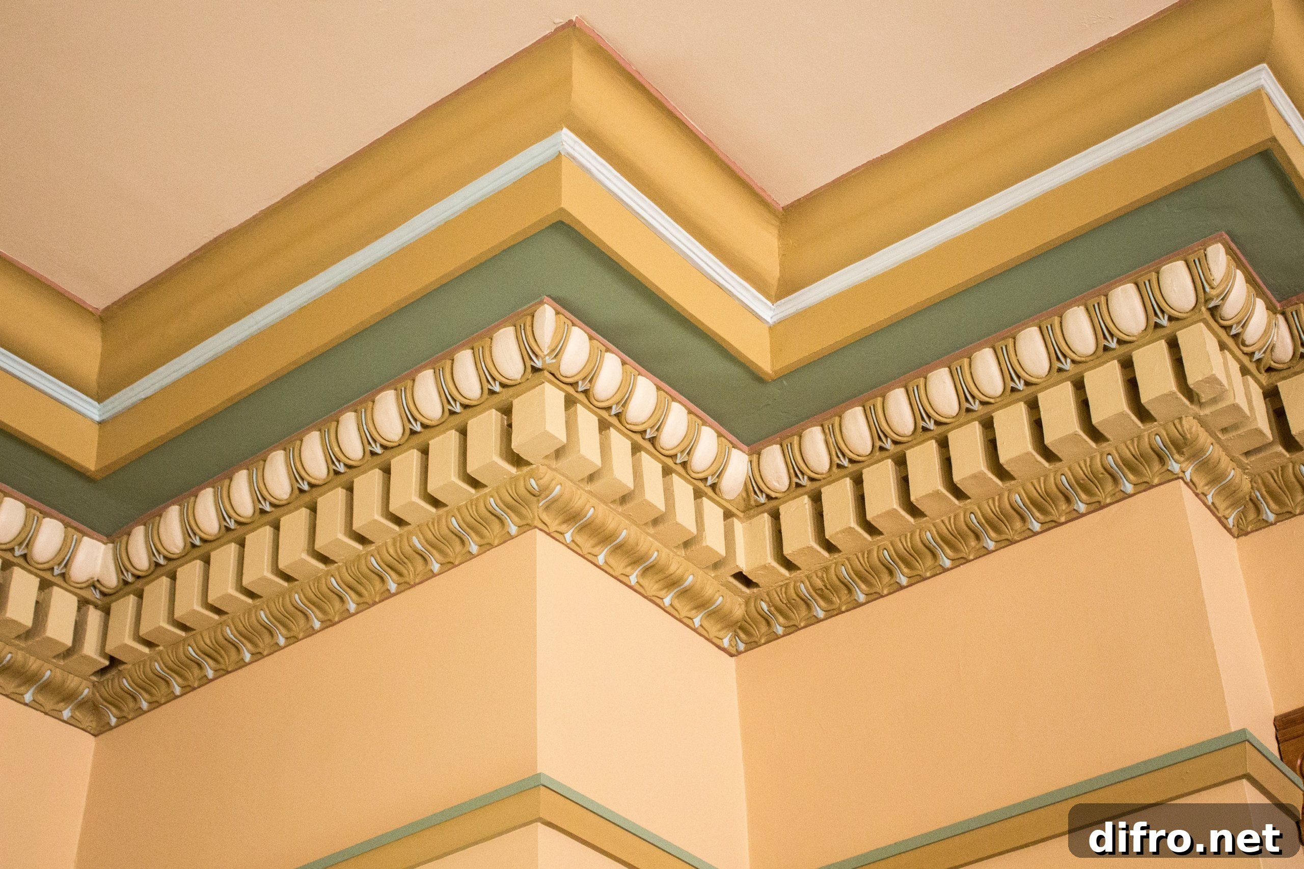 Crown molding with ornate woodwork
