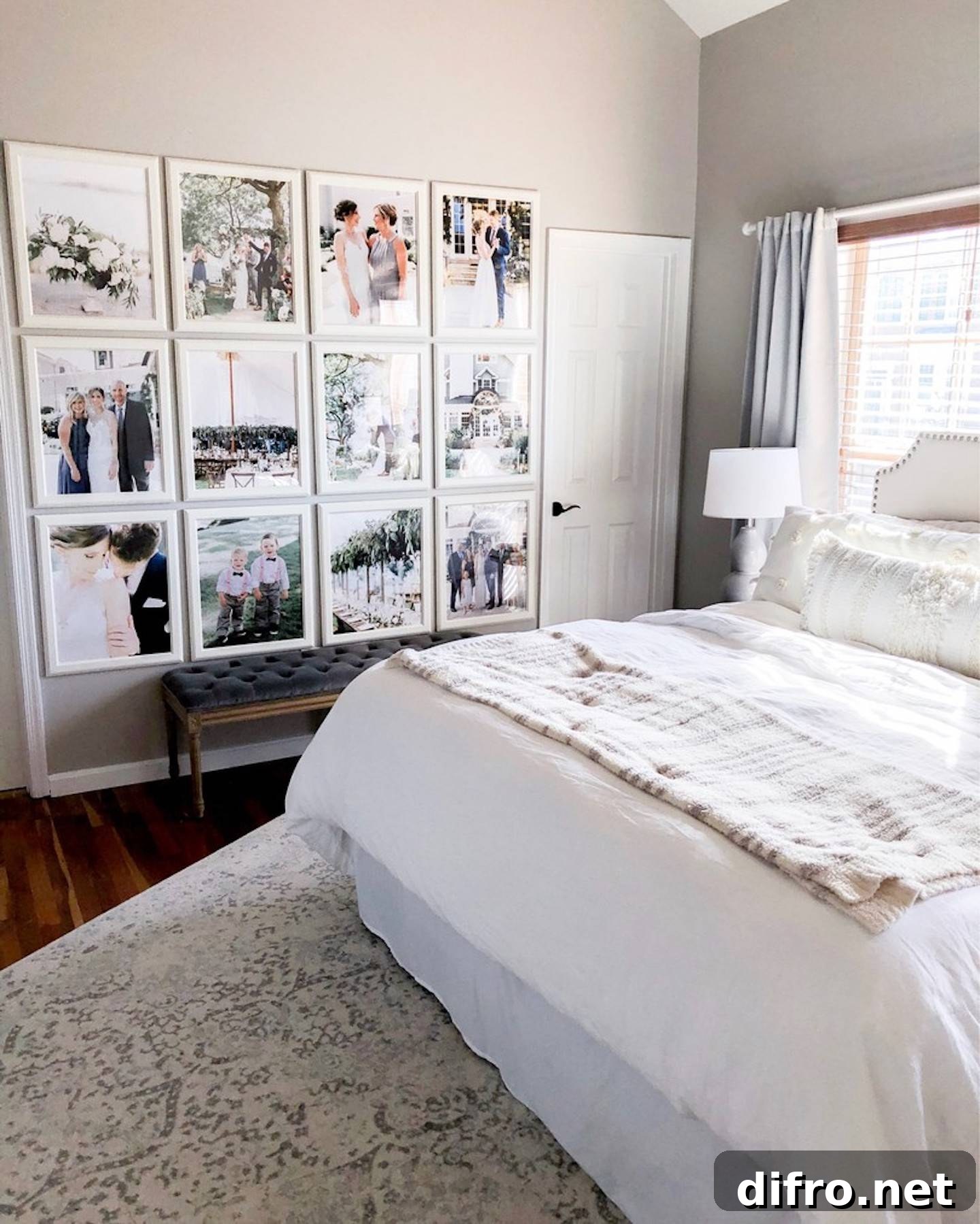 wedding gallery wall in master bedroom