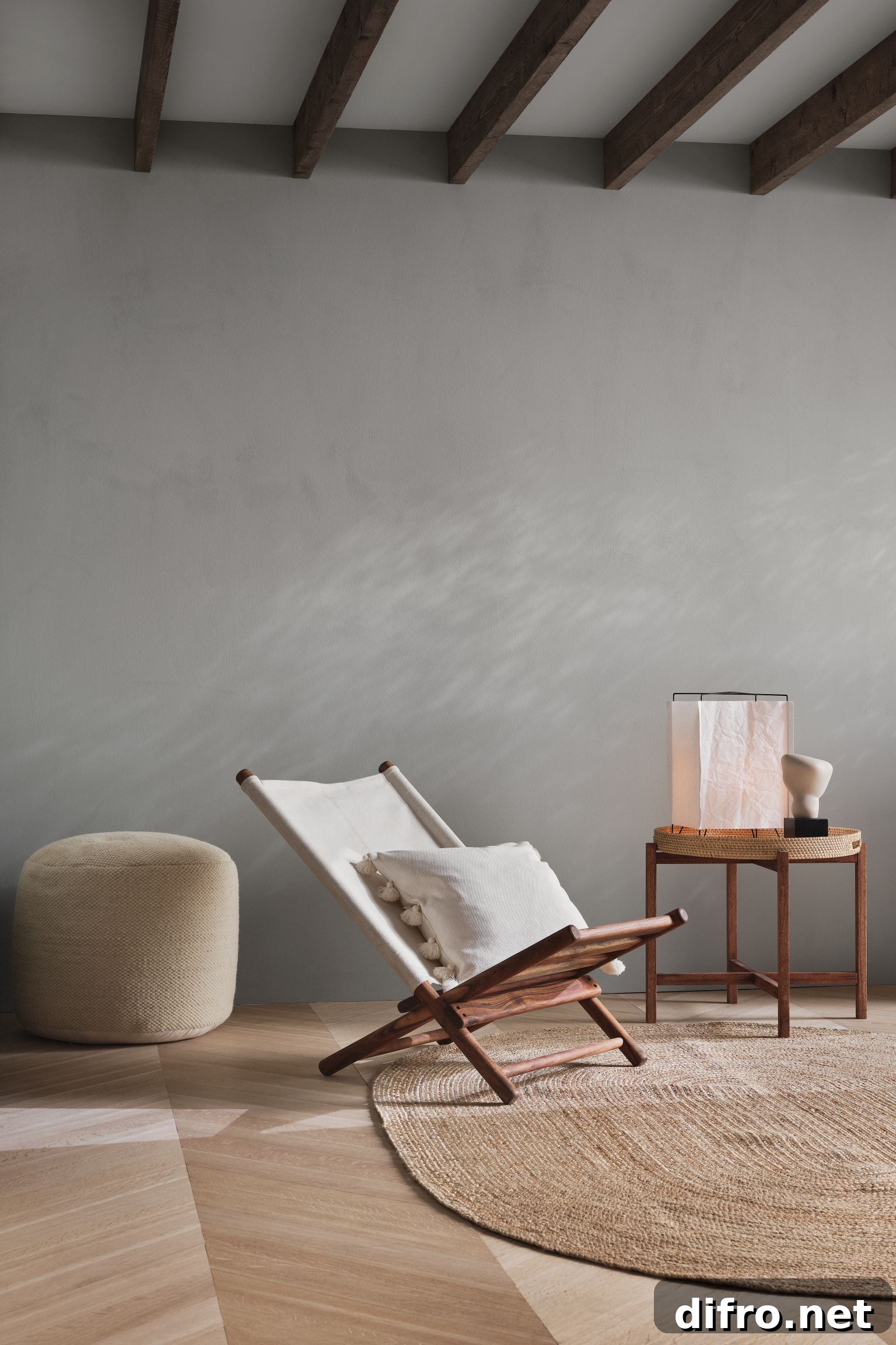 Cloudy Grey and Tan Earth Tones in Boho Chic Living Space