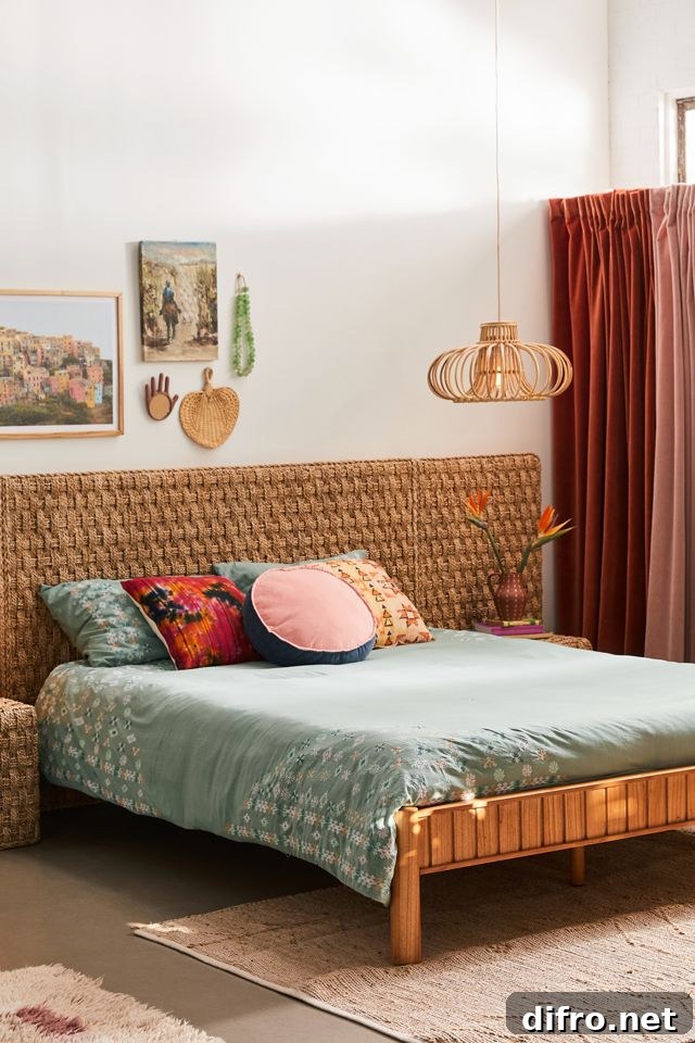 Sage green bedspread in a neutral bedroom