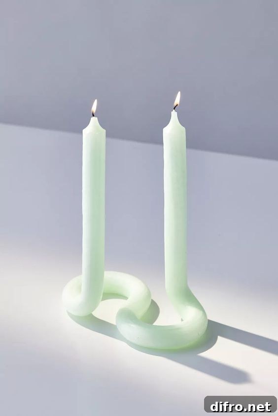 Mint Green Trendy Curved Taper Candles Duo