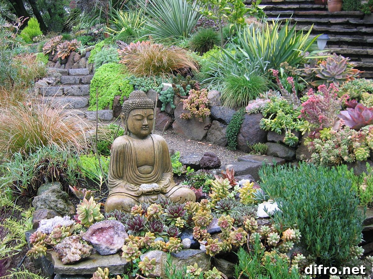 Zen garden with a relaxing nook