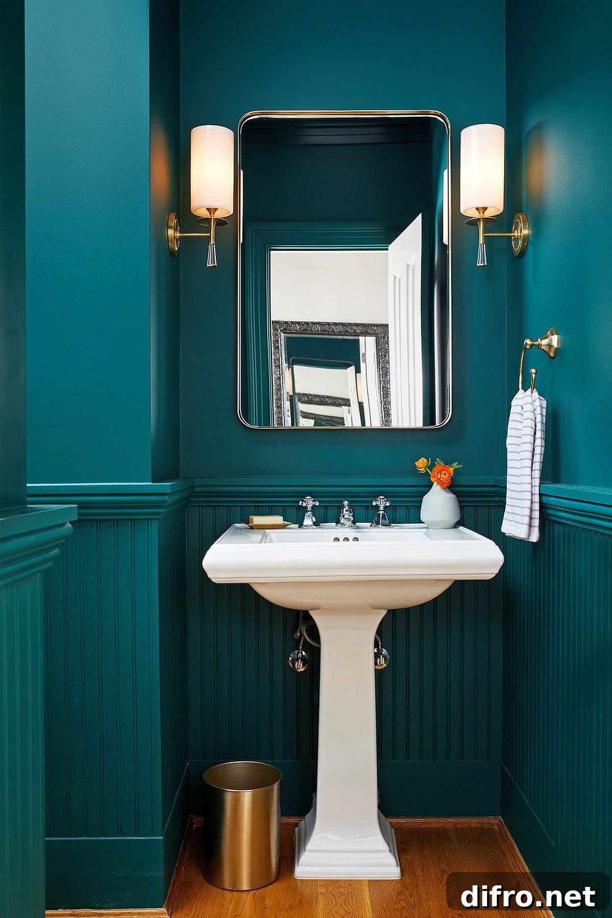 Modern teal bathroom