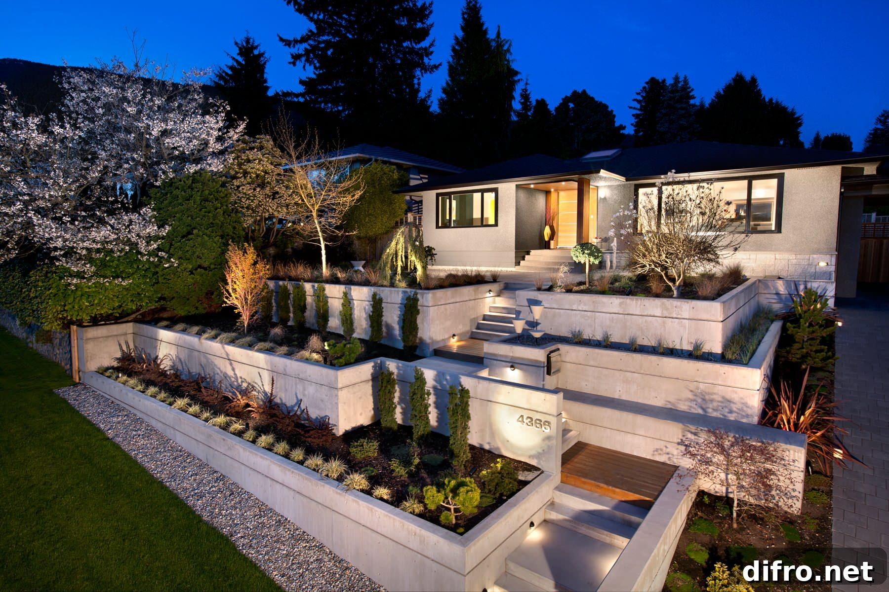Raised plant beds and front steps