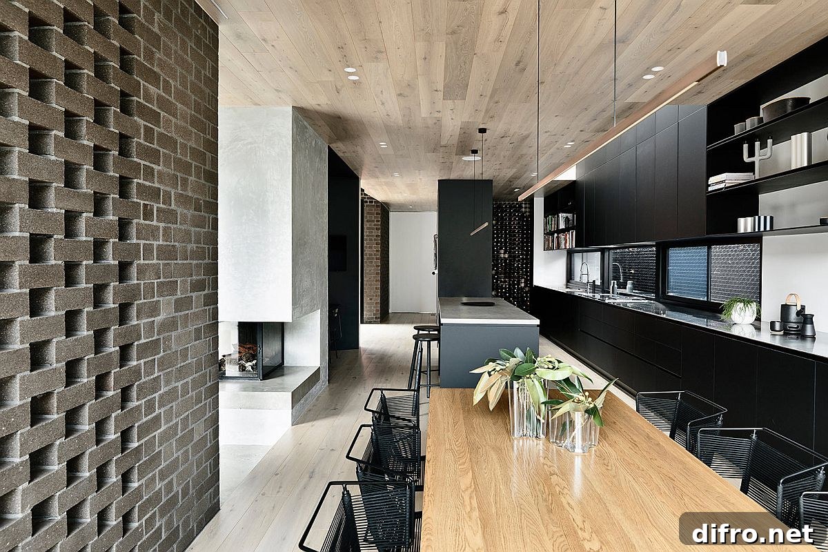 Kitchen, dining area of the new extension with smart, contemporary design