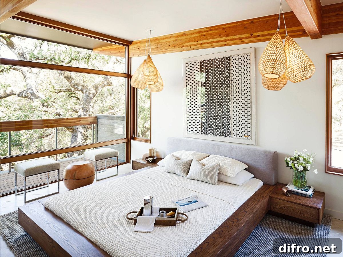 Light-filled Scandinavian bedroom with Zen influence