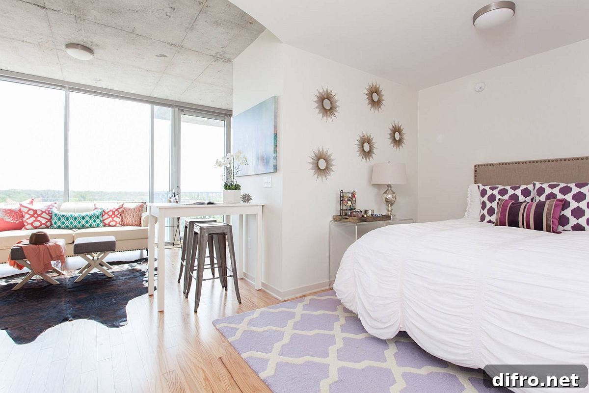 Workspace integrated into bedroom design