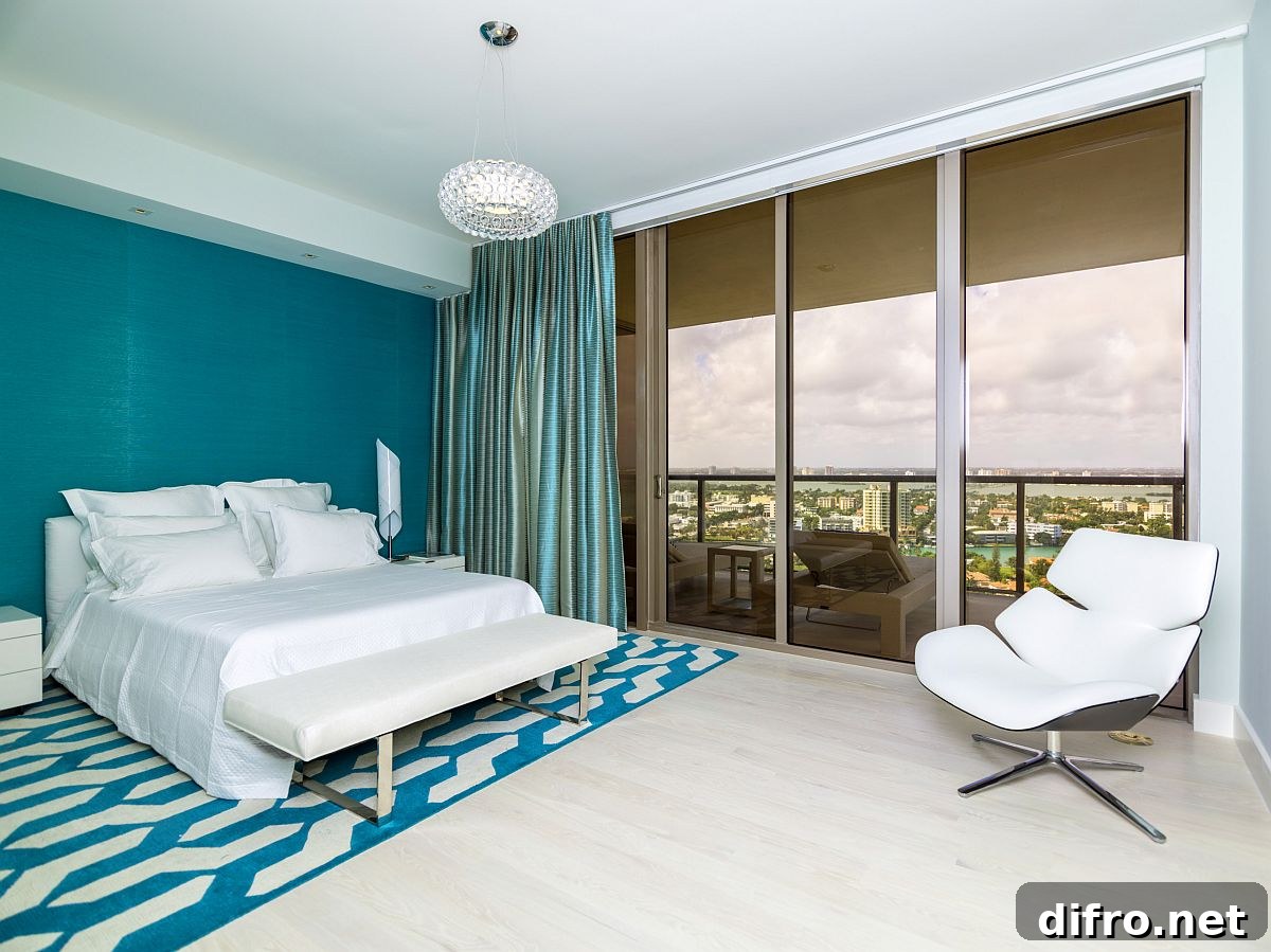 Contemporary bedroom in Aegean Teal