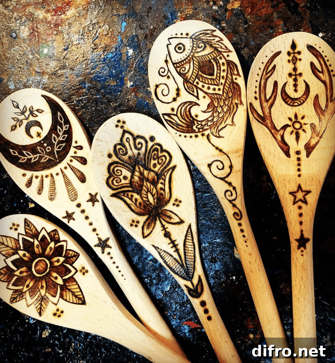 burnt wood spoons wooden spoon mosaic designs