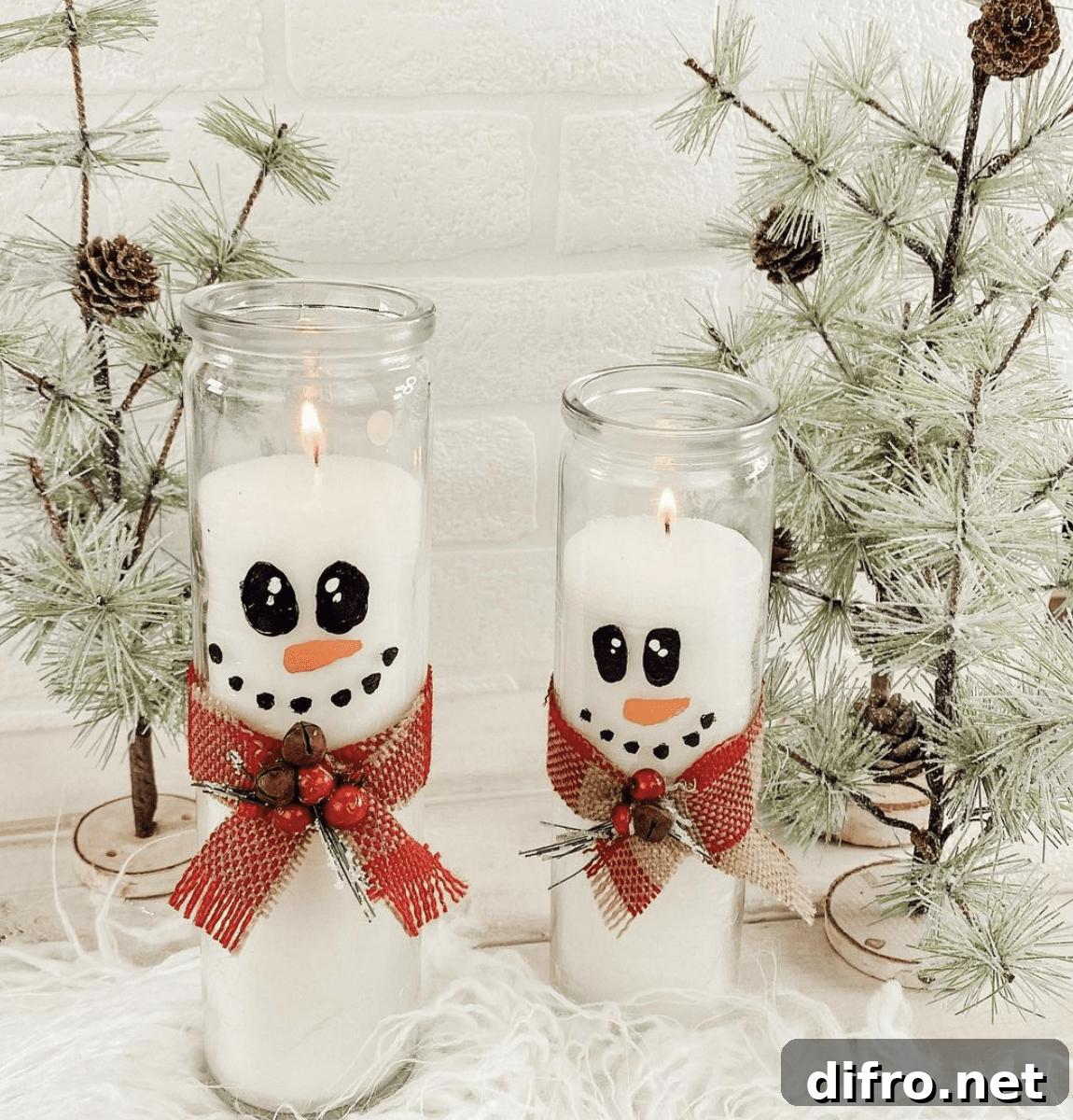 painted snowmen on white votive candles