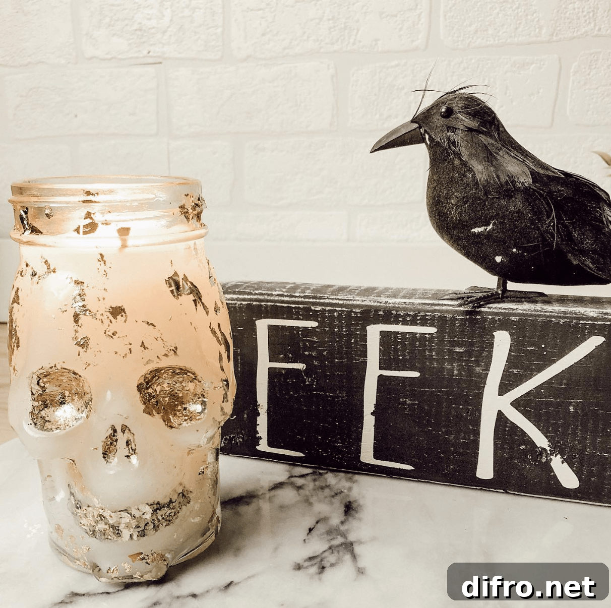 glass skull candle