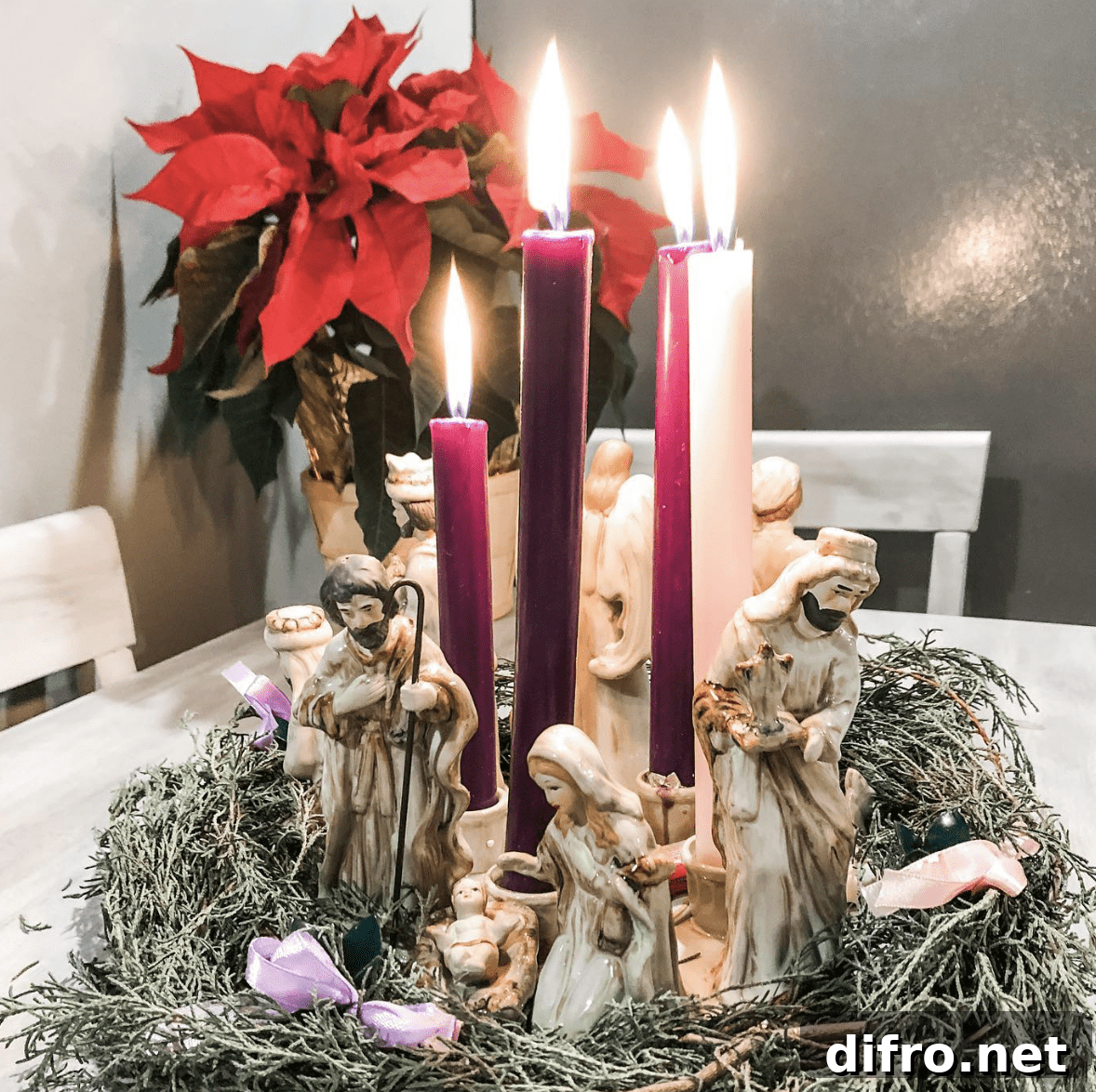advent wreath purple and pink candles