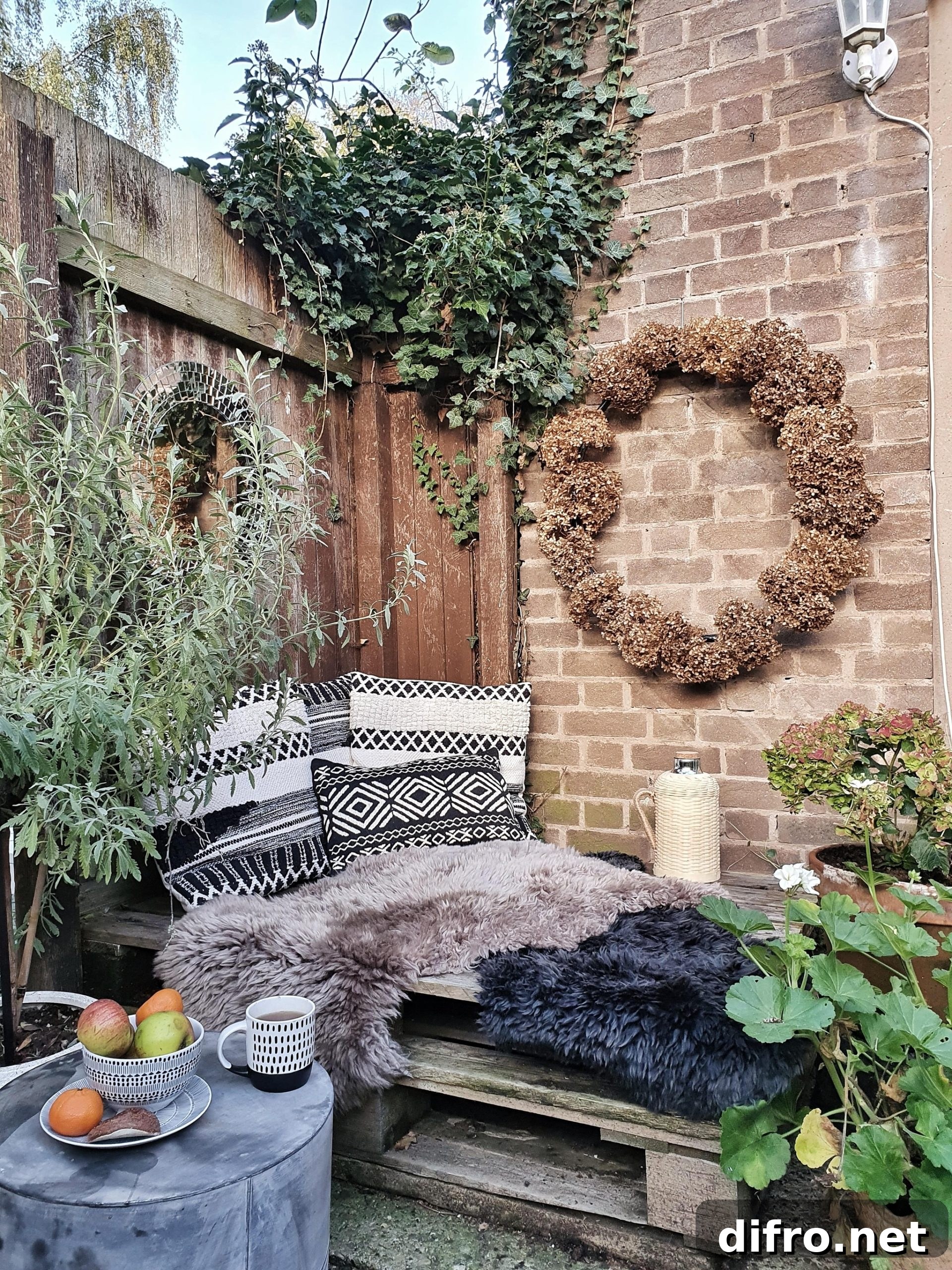 Rustic outdoor space with natural colors and textures
