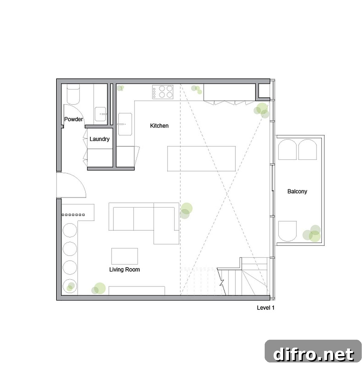 Lower level floor plan of King West Loft designed by Studio of Contemporary Architecture