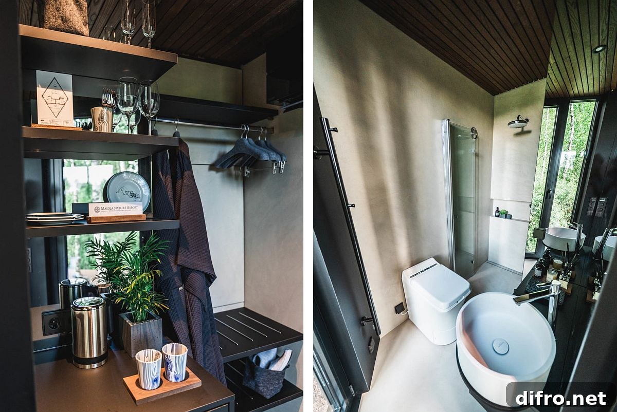 Cabin bathroom and space-savvy areas
