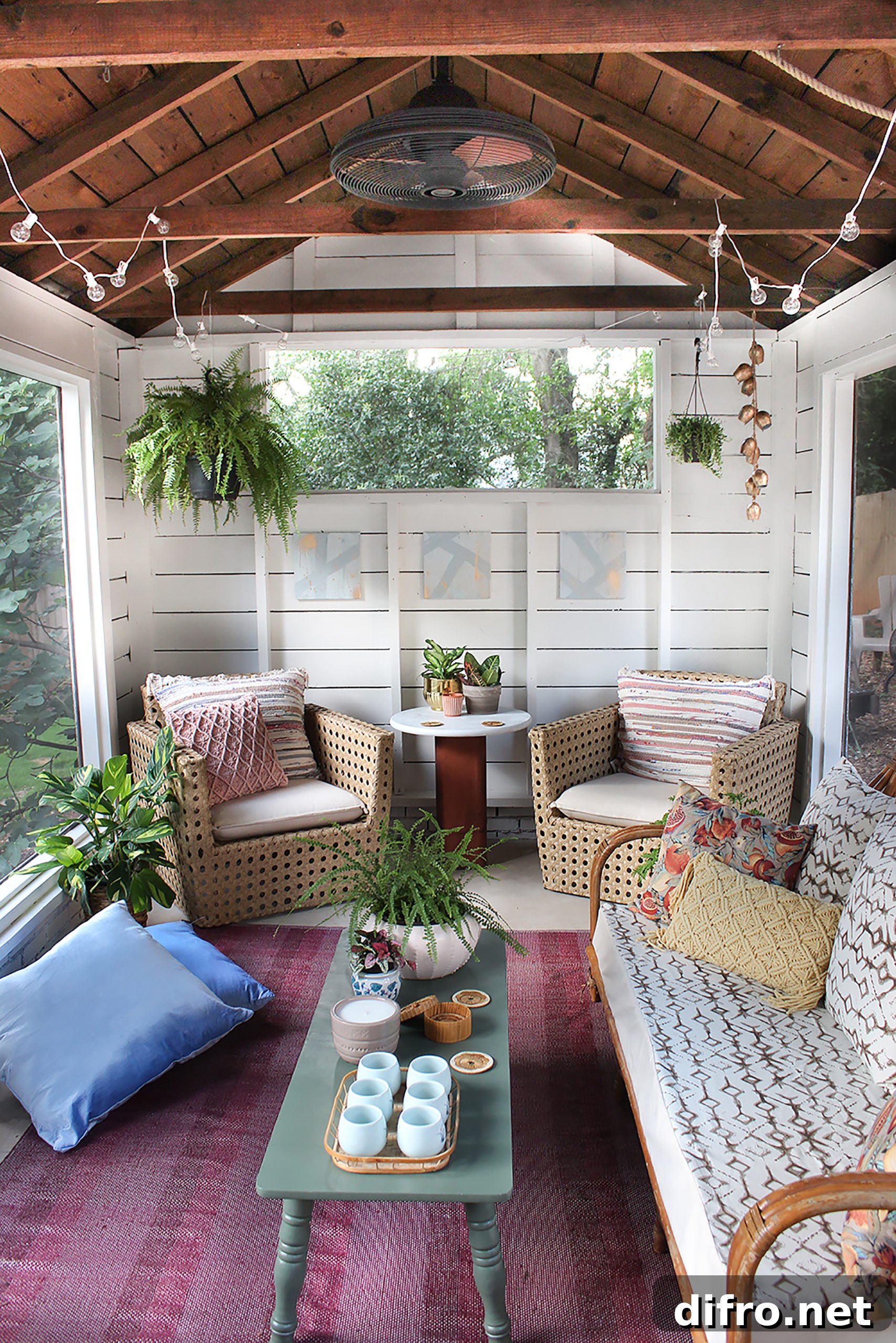 Modern Boho Chic Patio Decor Screened In Porch