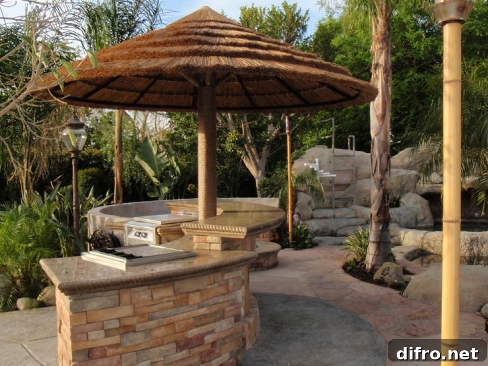 Umbrella shade made from palm frond