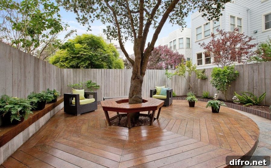 Beautiful tree that stands right on deck