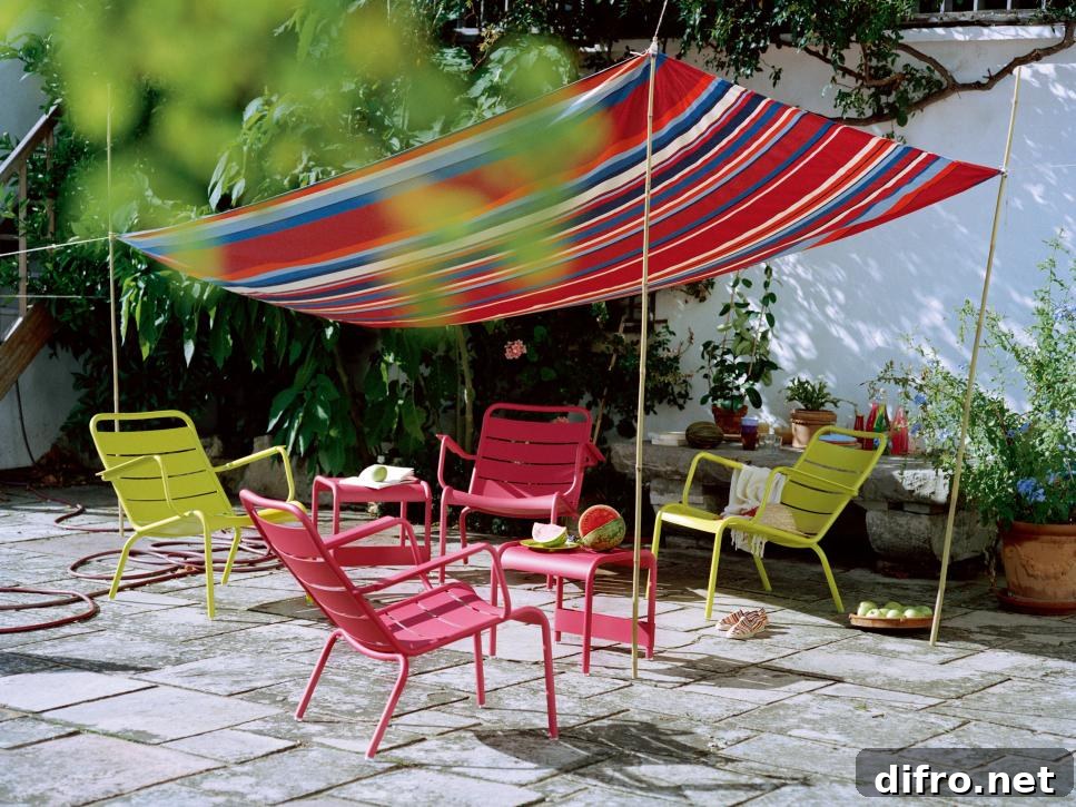 Colorful shade in stripes