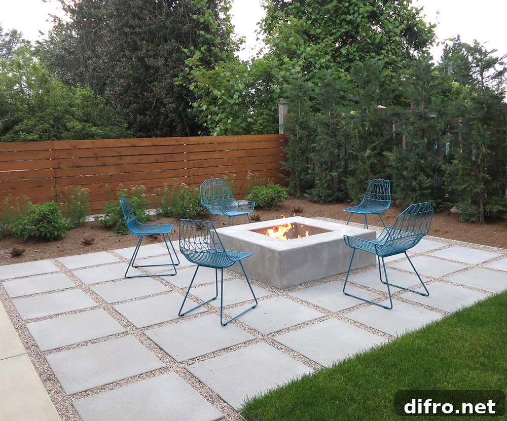 Concrete Slabs And Pebbles Floor