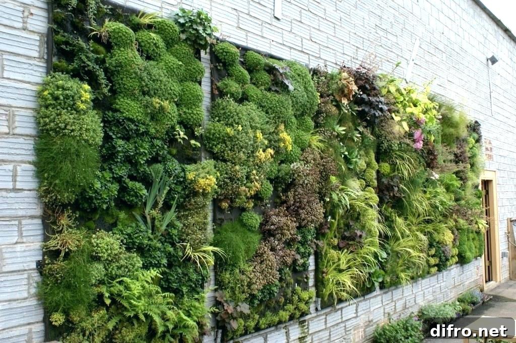 living wall set into brick wall
