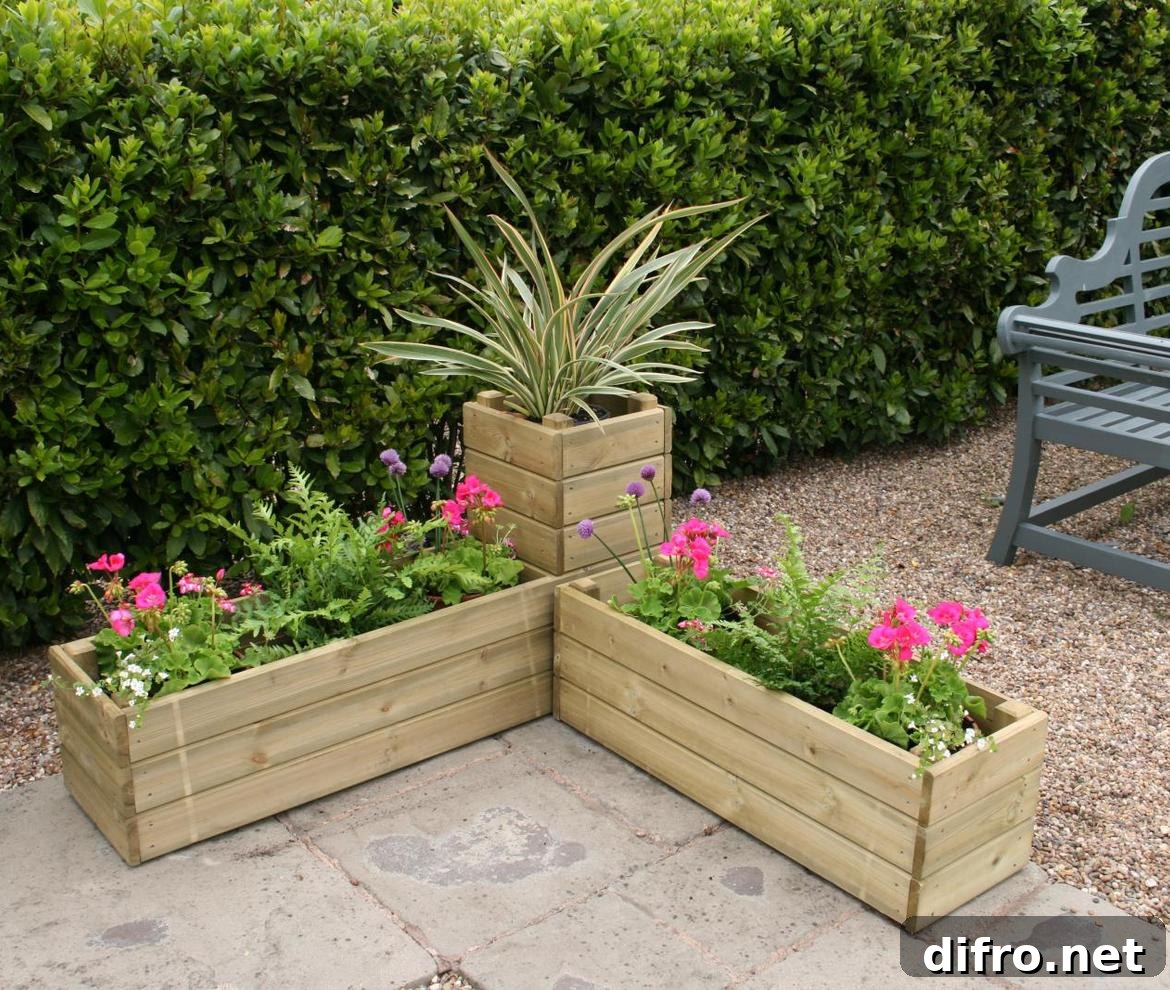 corner planter made with wood
