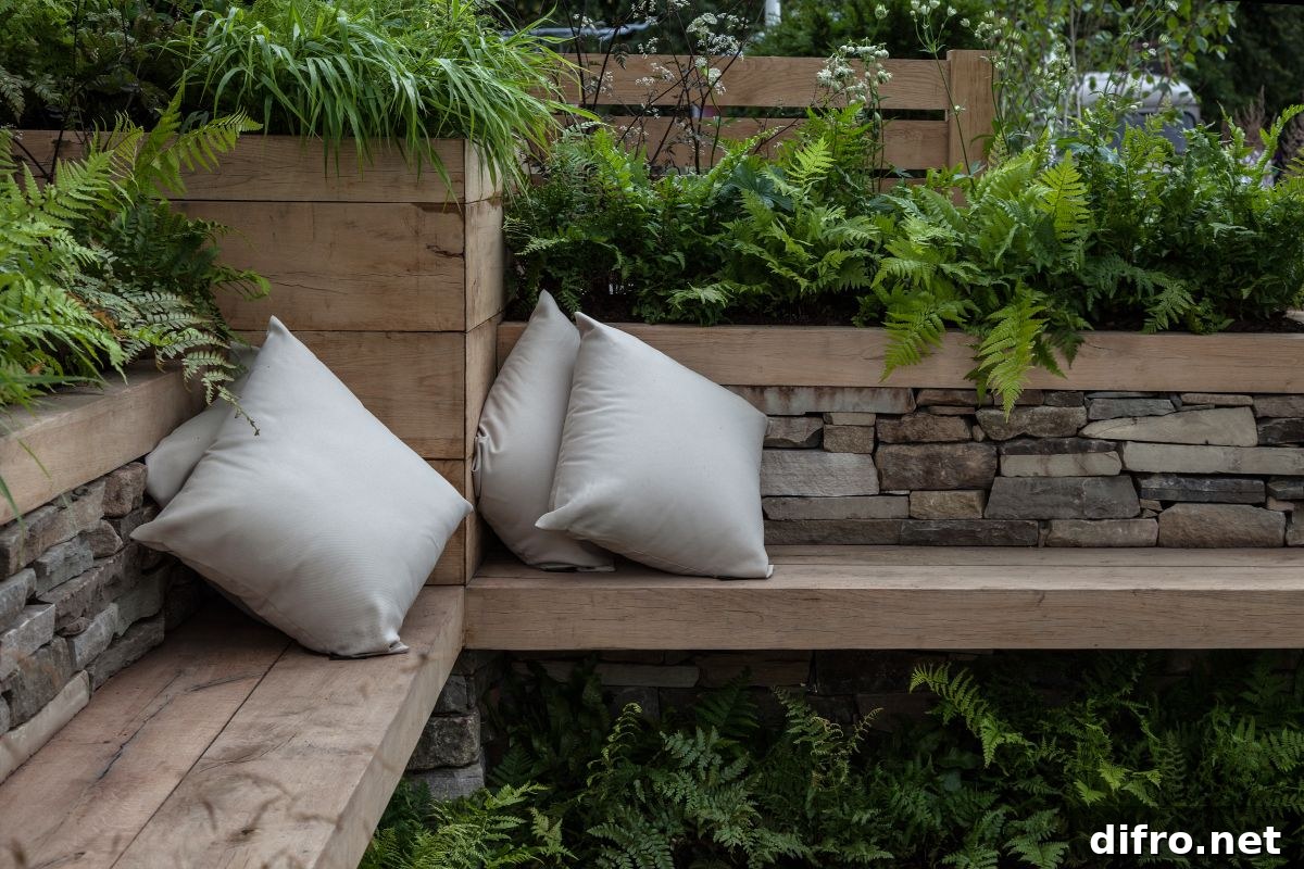 stone planter with built in bench