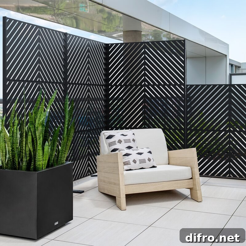 Metal Fence Privacy Wall Modern Patio