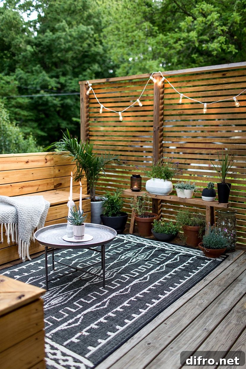 Boho Chic Inspired Patio Modern Cedar Fence Privacy Wall